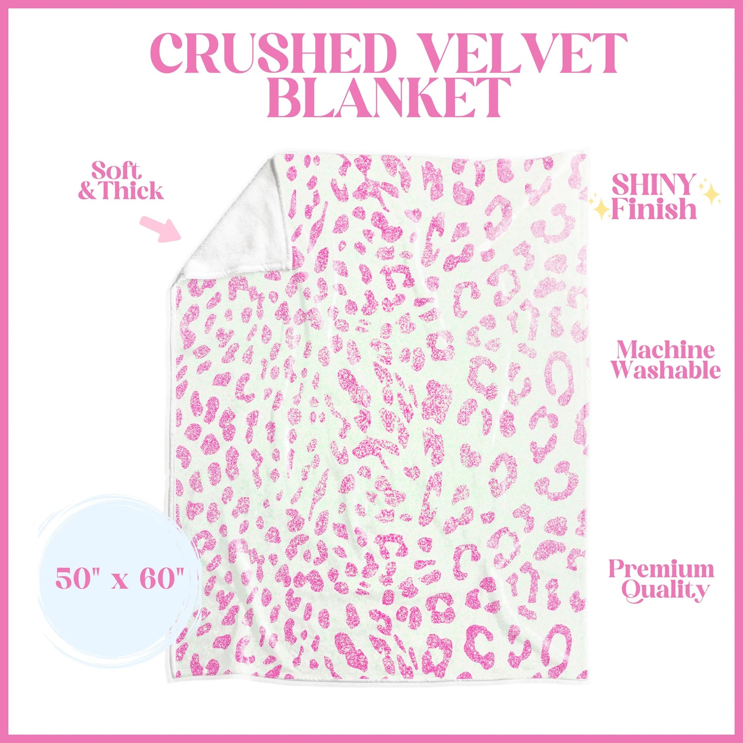 Pink Silver Leopard Print Crushed Velvet Blanket| Soft Blanket College Room Decor