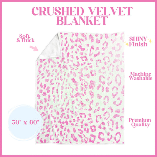 Pink Silver Leopard Print Crushed Velvet Blanket| Soft Blanket College Room Decor