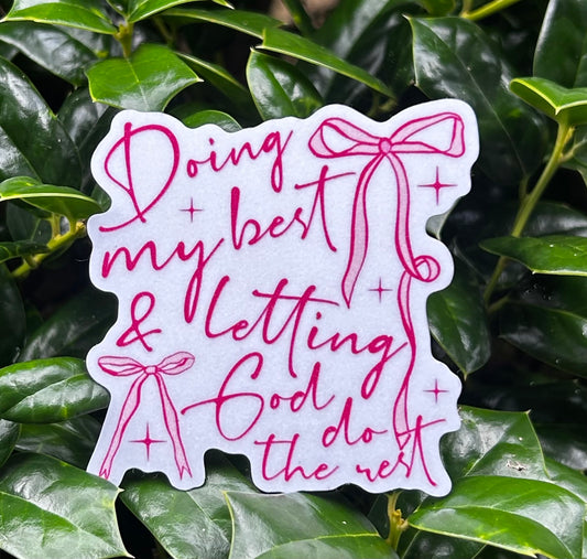 Doing my Best Pink Sanded Glitter Vinyl Sticker