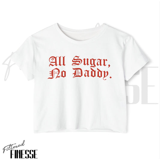 All Sugar No Daddy Cropped Tee Burgundy