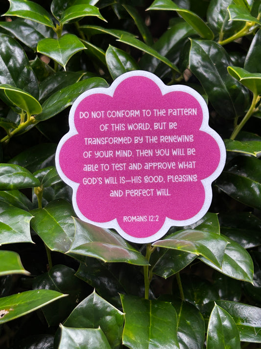 Romans 12:2  Sanded Glitter Vinyl Sticker