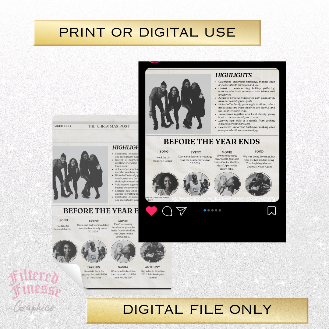 Christmas Newspaper “Post” Template Digital Download