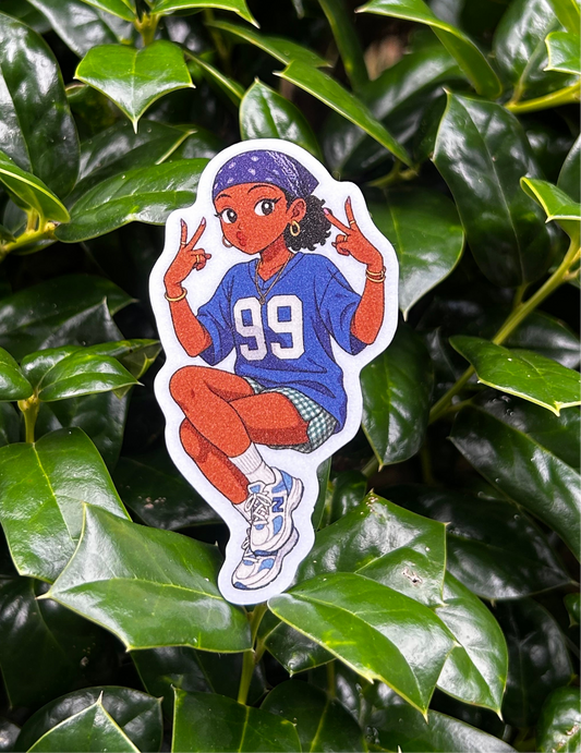 Blue Aesthetic Girlie Sanded Glitter Vinyl Sticker