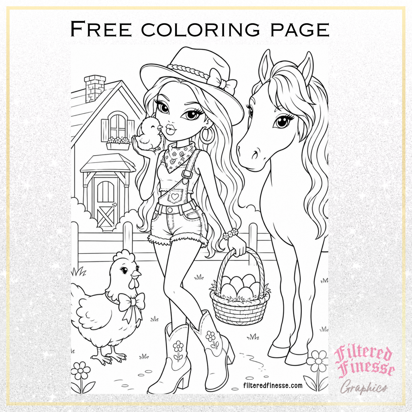 Country Cutie Coloring Page