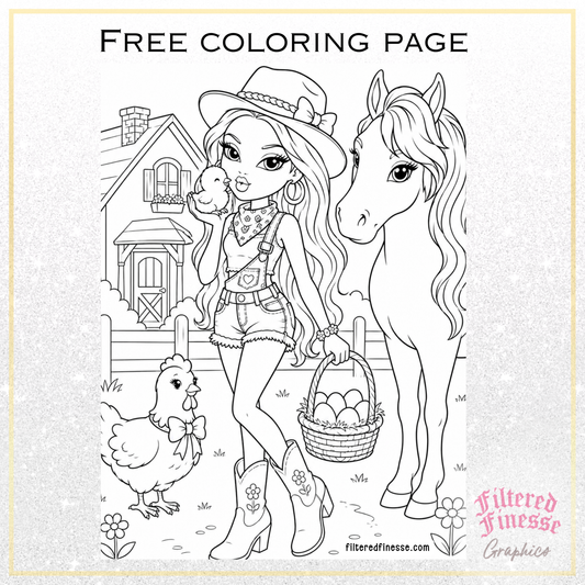 Country Cutie Coloring Page