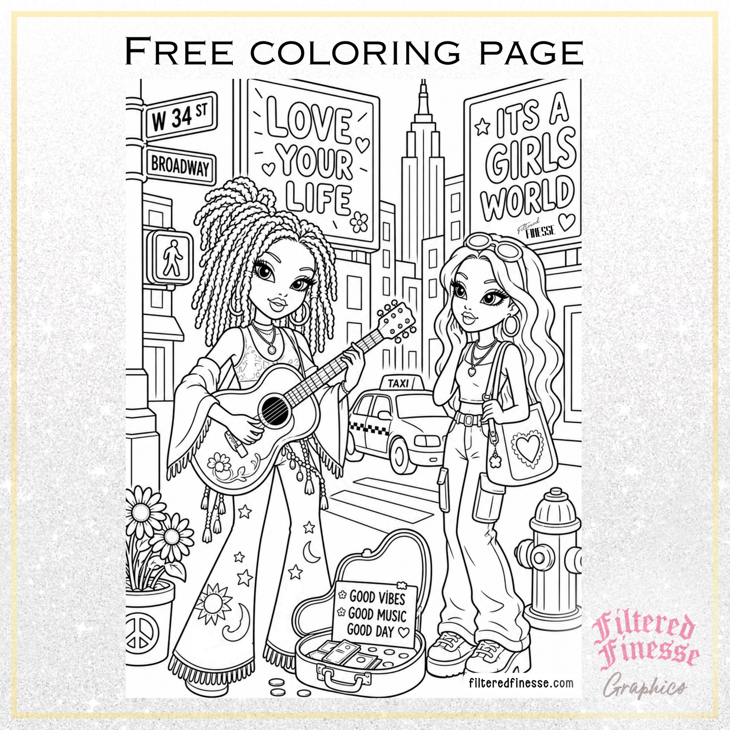 Girl's World Coloring Page