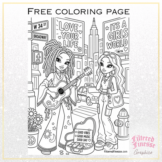 Girl's World Coloring Page