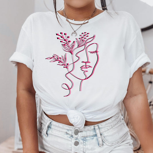 Flower Line Art T-Shirt