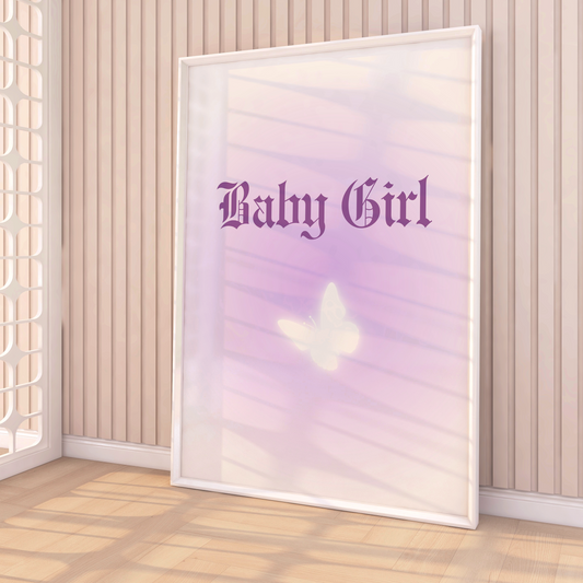 Baby Girl Aura Butterfly Physical Matte Poster Print