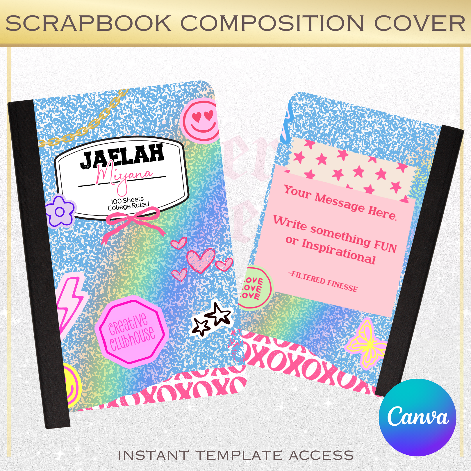 Scribble Rainbow Notebook Covers Template – Filtered Finesse