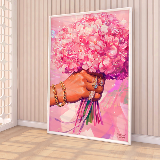 Painted HER Bouquet Physical Matte Poster Print