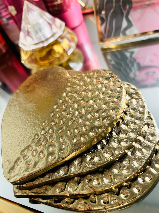 Gold Metal Valentines Luxury Coaster