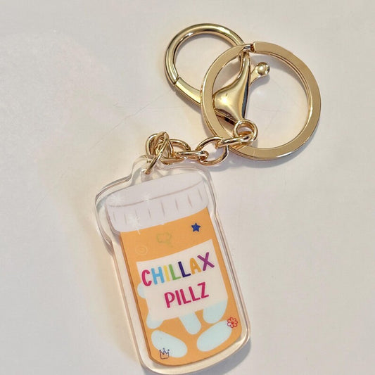 Chillax Pillz Glitter Shaker Keychain