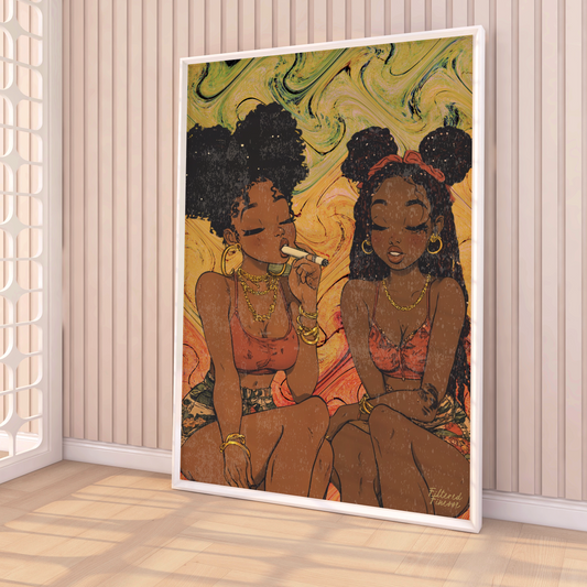 Brown Stoner Babes  Physical Matte Poster Print