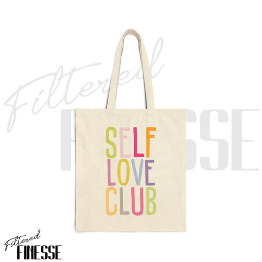 Self Love Club Pastel Rainbow Cotton Canvas Tote Bag